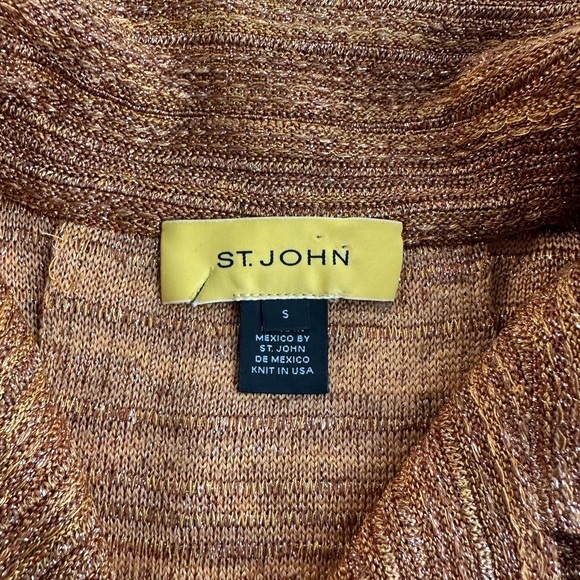 St. John Orange Metallic Sweater Jacket - EUC - Small - Picture 3 of 5